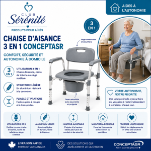 Chaise d'aisance 3 en 1 Medline en aluminium | Club Sérénité