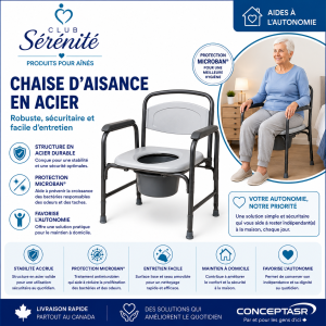 Chaise d'aisance en acier avec Microban | Club Sérénité