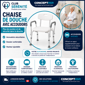 Chaise de douche avec accoudoirs | Sécuritaire et confortable