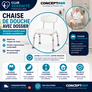 Chaise de douche avec dossier | Aluminium léger Medline