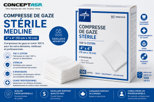 Compresse de gaze stérile Medline 4 x 4 | Concept ASR