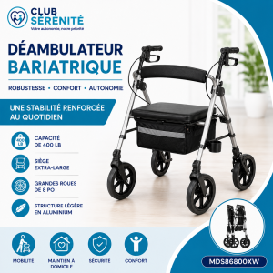 Déambulateur bariatrique Medline aluminium 400 lb | Club Sérénité