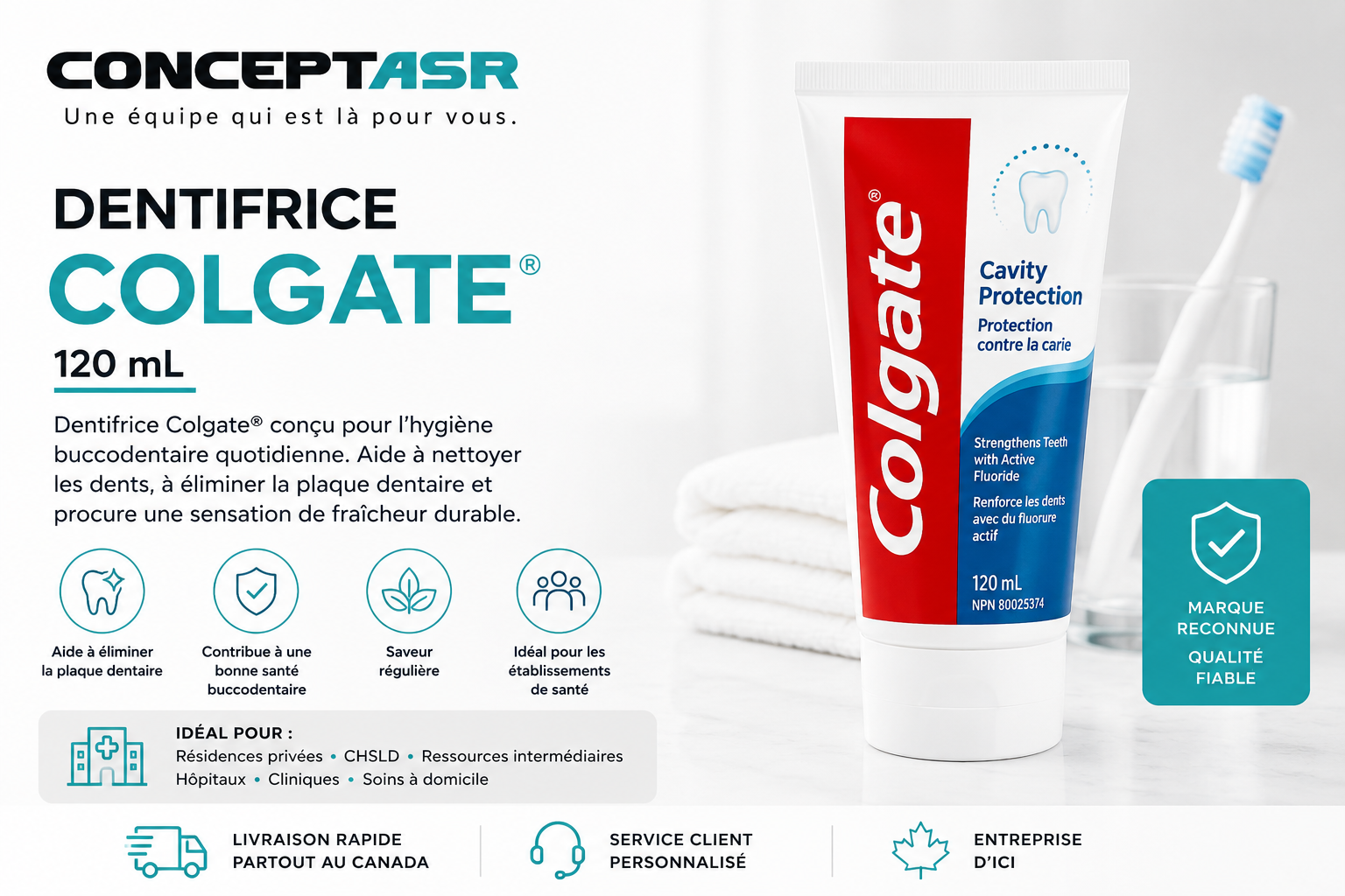 Dentifrice Colgate 120 mL | Hygiène buccodentaire institutionnelle | Concept ASR