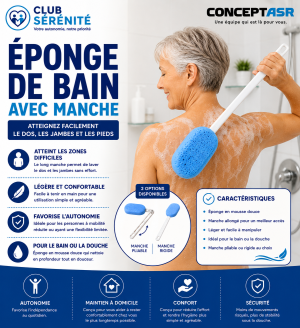 Éponge de bain avec manche Medline | Aides au bain | Club Sérénité