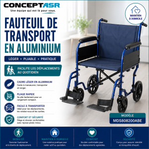 Fauteuil de transport en aluminium Medline bleu | Club Sérénité