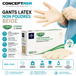 Gants latex non poudrés CURAD® beige | Medline | ConceptASR