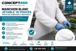 Manchon blanc 18 pouces | Protection alimentaire et industrielle | Concept ASR - Paquet de 100