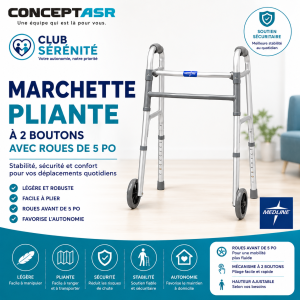 Marchette avec roues Medline | Légère, pliante et sécuritaire