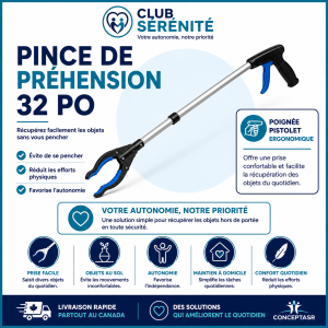 Pince de préhension 32 po | Ramasse-objets pour aînés