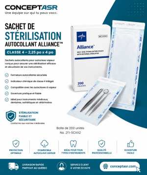 Sachet de stérilisation 2,25 po x 4 po Alliance™ Classe 4 | ConceptASR
