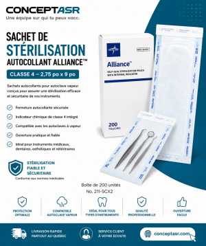Sachet de stérilisation 2,75 po x 9 po Alliance™ Classe 4 | Concept ASR