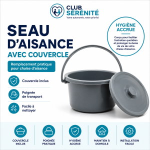 Seau d'aisance avec couvercle | Remplacement pour chaise d'aisance