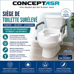 Siège de toilette surélevé avec accoudoirs Medline | Club Sérénité