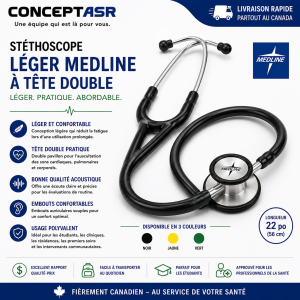 Stéthoscope léger Medline à tête double | Professionnel | ConceptASR