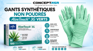 Gants synthétiques non poudrés AloeTouch® 3G verts | Medline | ConceptASR