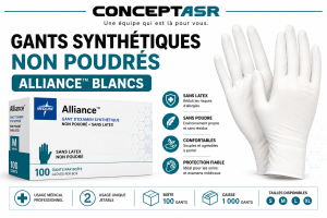 Gants synthétiques blancs non poudrés Alliance™ | Medline | ConceptASR