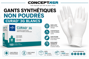 Gants synthétiques blancs non poudrés CURAD® 3G | Medline | ConceptASR