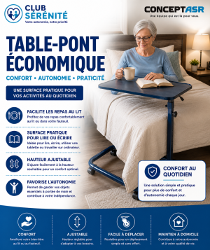 Table pont Medline | Table de lit ajustable | Club Sérénité