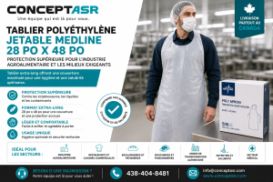 Tablier polyéthylène jetable 28 po x 48 po Medline | Concept ASR