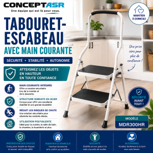 Tabouret escabeau avec main courante Medline | Club Sérénité