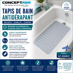 Tapis de bain antidérapant Medline | Sécurité salle de bain