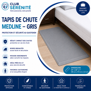 Tapis de chute Medline gris | Prévention des chutes à domicile