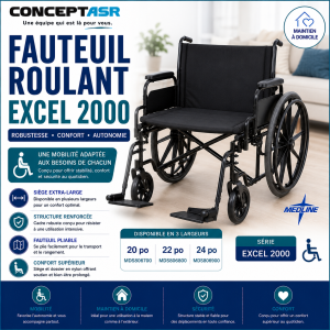 Fauteuil roulant bariatrique Medline Excel 2000 | Club Sérénité