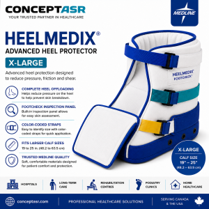 HeelMedix Footcheck Heel Protector X-Large by ConceptASR for complete heel offloading, pressure injury prevention and larger calf sizes.