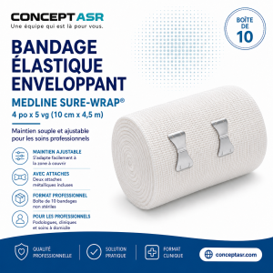 Bandage élastique Medline 4 po Sure-Wrap avec attaches