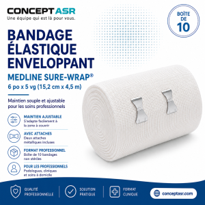Bandage élastique Medline 6 po Sure-Wrap avec attaches