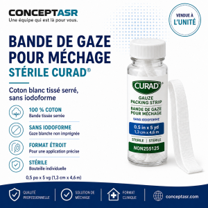 Bande de gaze stérile pour méchage CURAD 0,5 po NON255125