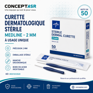 Curette dermatologique stérile Medline 2 mm boîte de 50