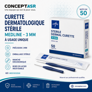 Curette dermatologique stérile Medline 3 mm boîte de 50