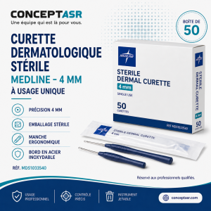 Curette dermatologique stérile Medline 4 mm boîte de 50