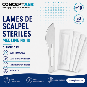 Lames de scalpel stériles Medline no 10 en acier inoxydable CISION10SS