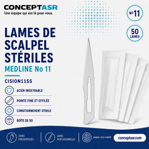 Lames de scalpel stériles Medline no 11 en acier inoxydable CISION11SS