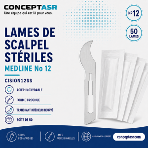 Lames de scalpel stériles Medline no 12 en acier inoxydable CISION12SS