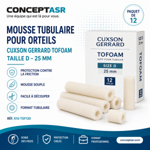 Mousse tubulaire orteils Cuxson Gerrard 25 mm paquet de 12