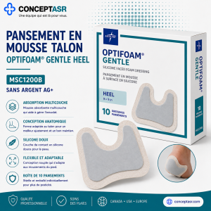 Pansement Optifoam Gentle pour talon Medline MSC1200B sans argent, boîte de 10