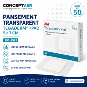 Pansement transparent 3M Tegaderm +Pad 5 × 7 cm 355-3582