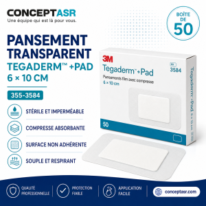 Pansement transparent 3M Tegaderm +Pad 6 × 10 cm 355-3584