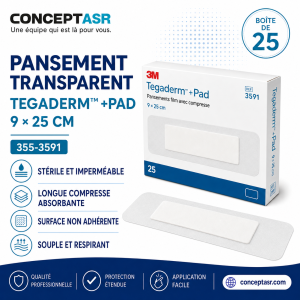 Pansement transparent 3M Tegaderm +Pad 9 × 25 cm 355-3591