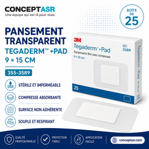 Pansement transparent 3M Tegaderm +Pad 9 × 15 cm 355-3589