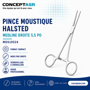 Pince moustique Halsted Medline droite 5,5 po MDS10524 pour soins podologiques