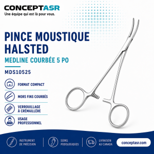 Pince moustique Halsted Medline courbée 5 po MDS10525 pour soins podologiques