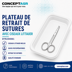 Plateau de retrait de sutures Medline avec ciseaux Littauer DYNJ04061
