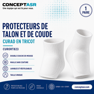 Protecteurs de talon et de coude CURAD en tricot avec double couche de mousse CURORT823