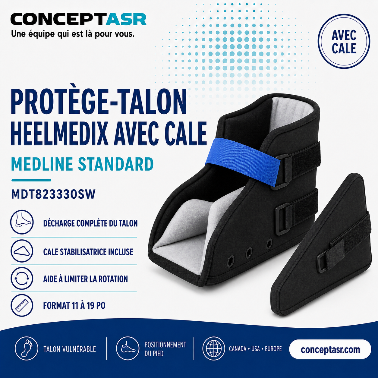 Protège-talon HeelMedix avancé Medline avec cale stabilisatrice MDT823330SW
