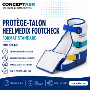 Protège-talon Medline HeelMedix FootCheck standard MDT824440 avec panneau d’inspection