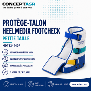 Protège-talon Medline HeelMedix FootCheck petite taille MDT824440P avec panneau d’inspection